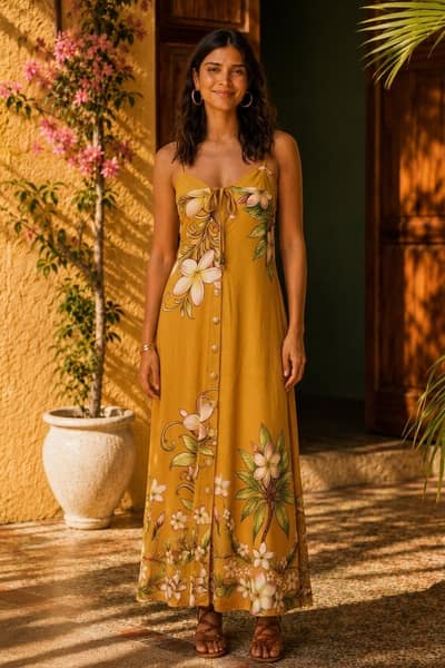 Vestido Frangipani Mostarda