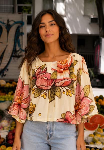 Cropped Floral Baunilha