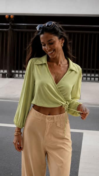 Blusa Cropped Transpasse Limão