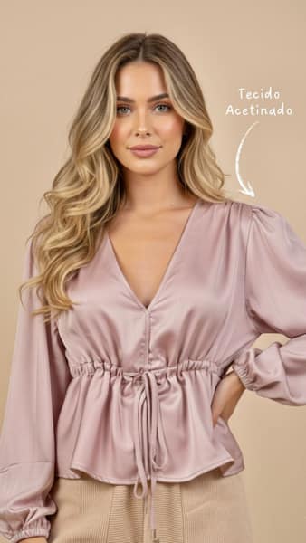 Blusa Rosê Cetim Amarração